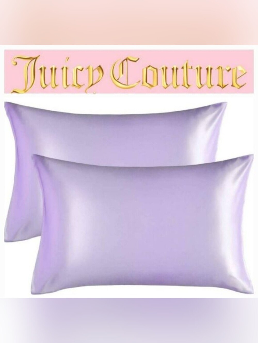 Juicy Couture Lavender Silky Satin Standard Pillowcases The Rose Collection NIP